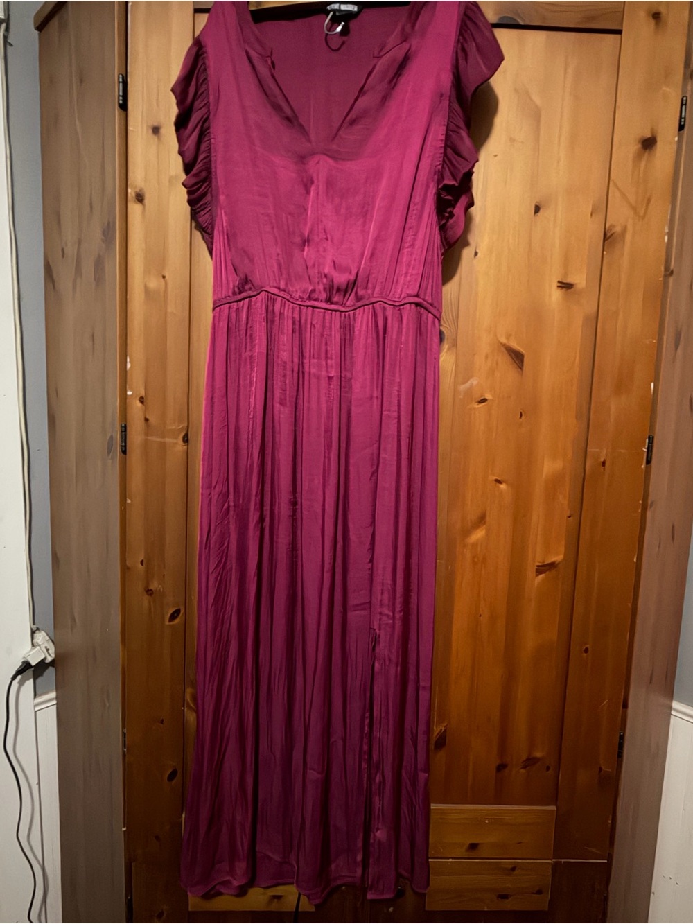Steve Madden Fuchsia Maxi Dress with Ruffle Sleeves